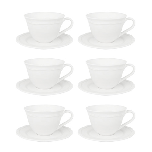 Florence Scalloped 220ml Porcelain Cups & Saucers