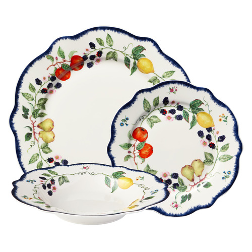 12 Piece Frutta Scalloped Porcelain Dinner Set
