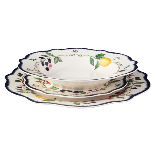 12 Piece Frutta Scalloped Porcelain Dinner Set