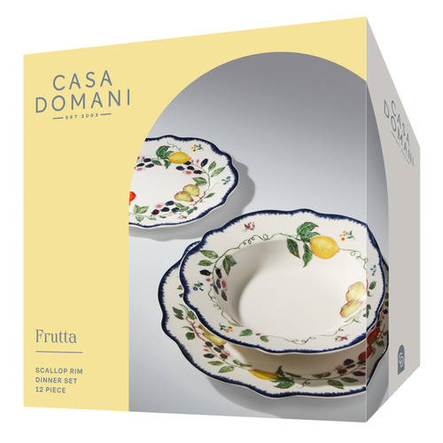 12 Piece Frutta Scalloped Porcelain Dinner Set