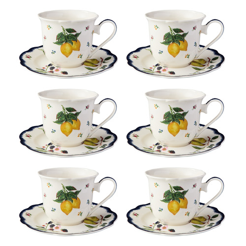 Frutta Scalloped 280ml Porcelain Cups & Saucers