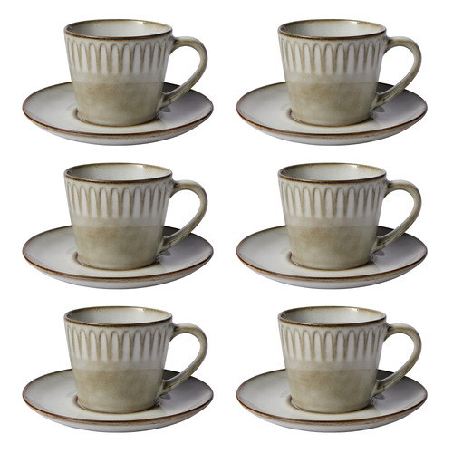 Leros 200ml Stoneware Cups & Saucers