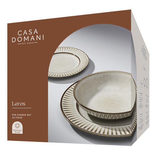 12 Piece Leros Stoneware Dinner Set