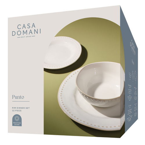 12 Piece Punto Stoneware Dinner Set