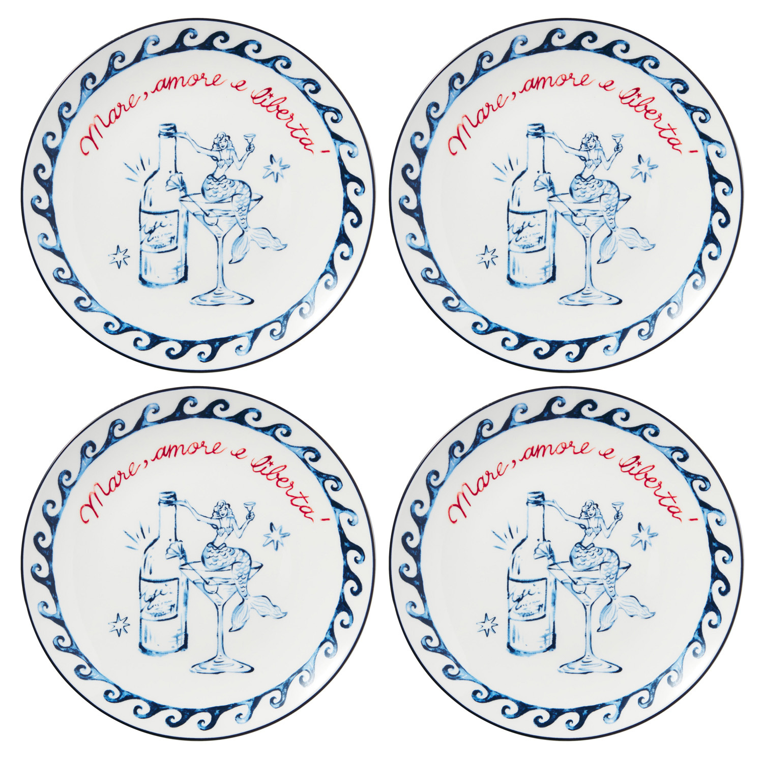 Mermaid 19cm Porcelain Coupe Side Plates