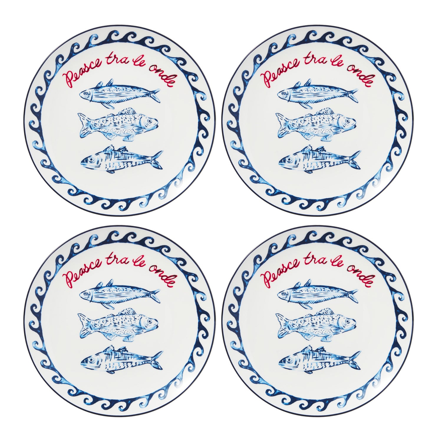 Pesce 19cm Porcelain Coupe Side Plates