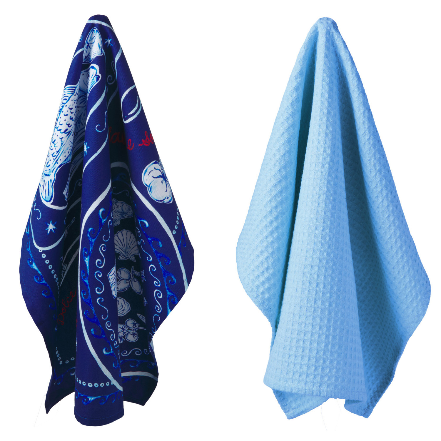 2 Piece Sirena Ocean Blue Tea Towel Set