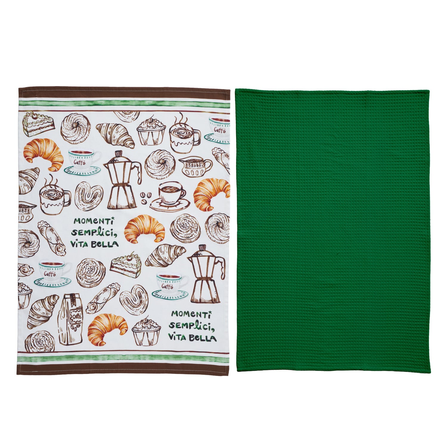 2 Piece Dolce Antique Green Tea Towel Set
