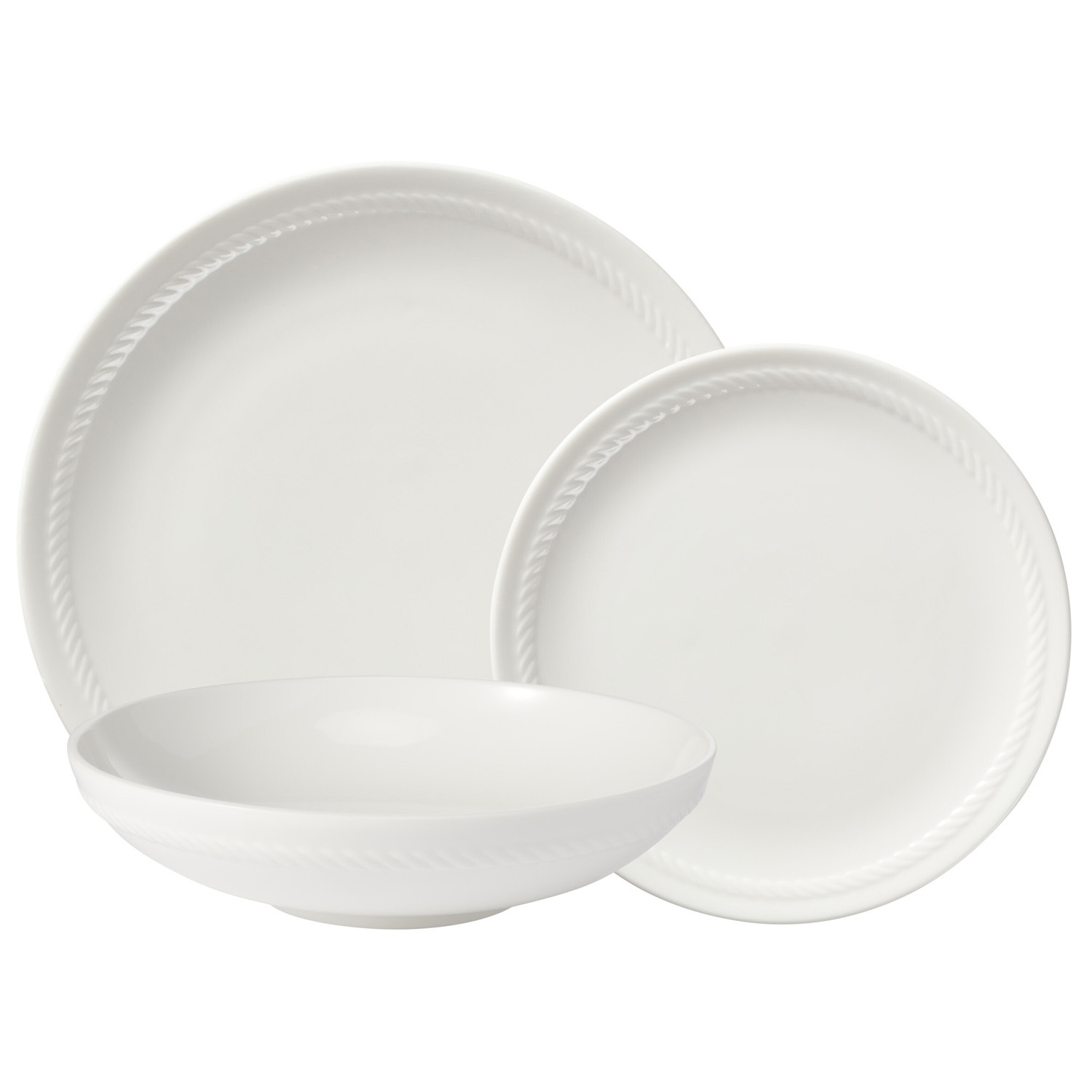 12 Piece Cordone Porcelain Coupe Dinner Set