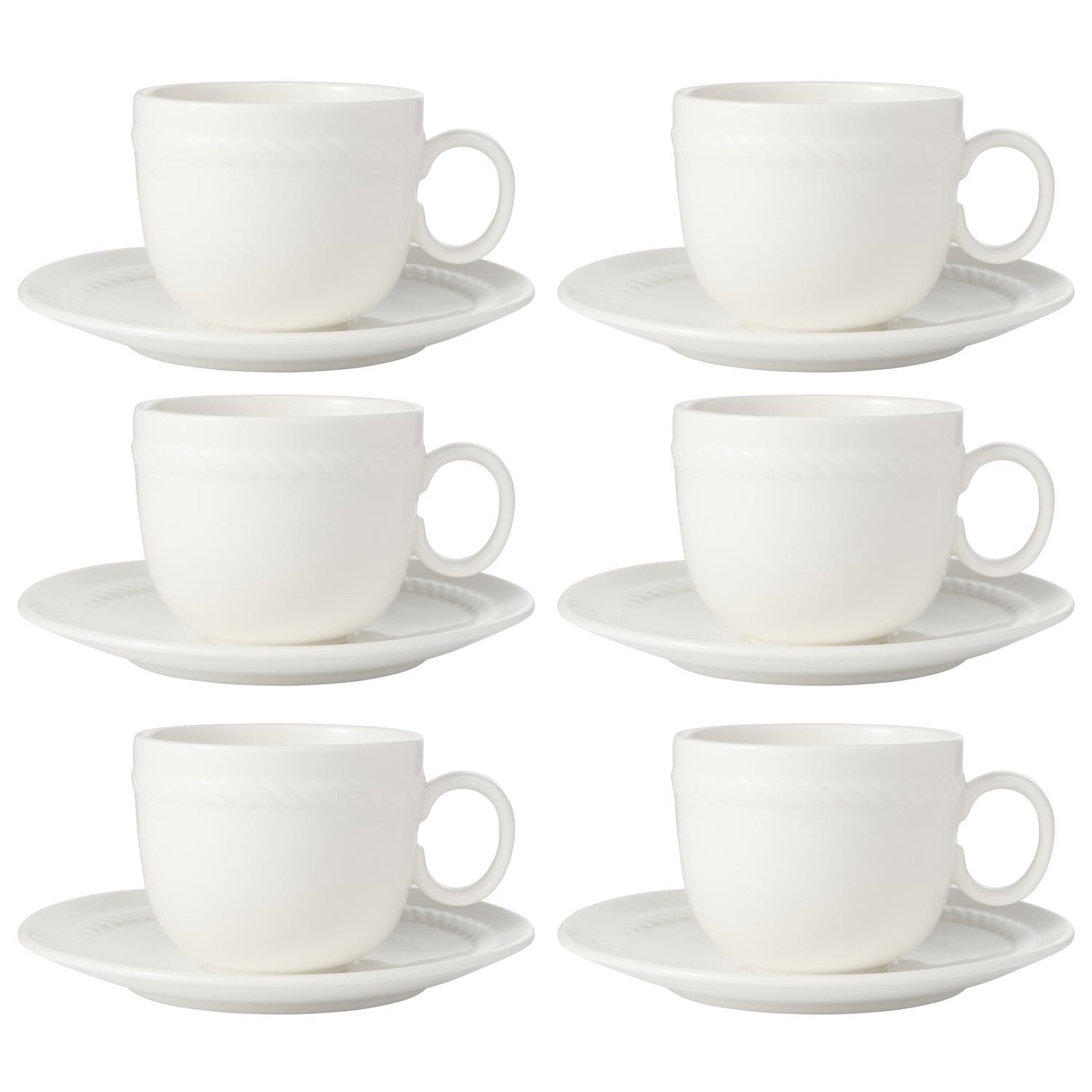 Cordone 225ml Porcelain Coupe Cups & Saucers