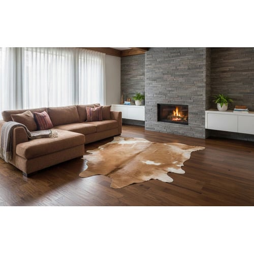 Caramel & White Natural Cowhide Rug