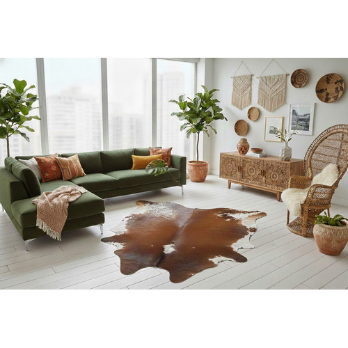 Dark Brown Speckled Natural Cowhide Rug