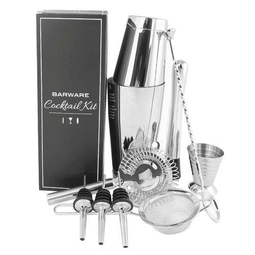10 Piece Silver Professional Home Bar Kit
