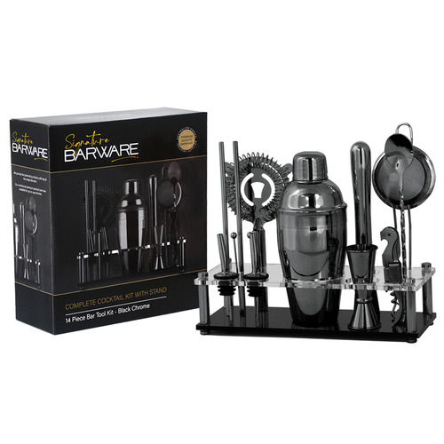 16 Piece Black Chrome Cocktail Set
