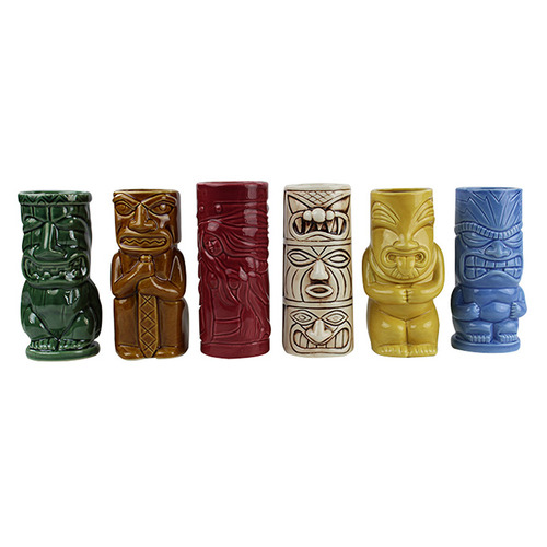 6 Piece Tiki 500ml Ceramic Mug Set
