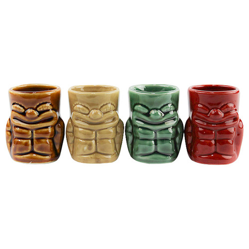 4 Piece Tiki 60ml Ceramic Shot Glass Set