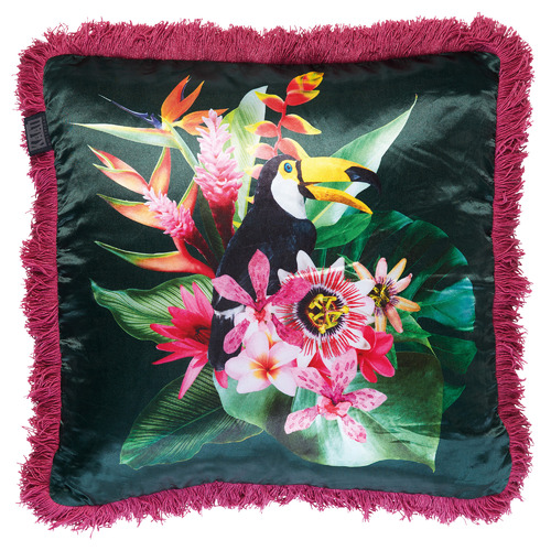 Pink Jungle Fever Cotton-Blend Cushion