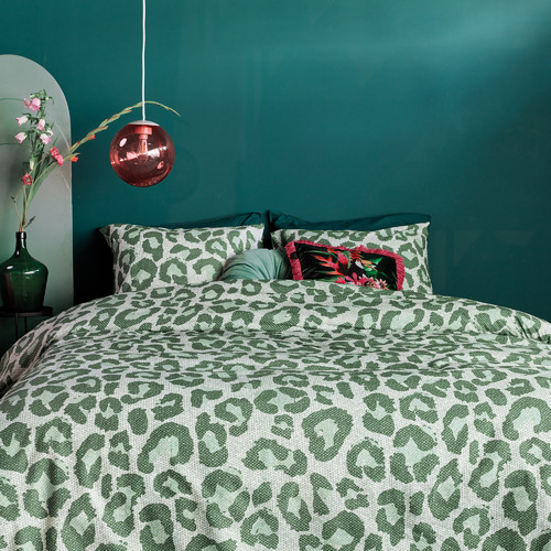 Green Fabrice Cotton Quilt Cover Set
