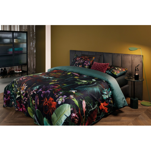 Dark Green Dusk to Dawn Cotton Sateen Quilt Cover Set