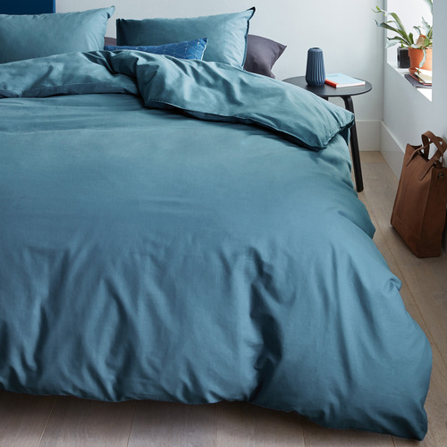 Blue & Grey Basic Organic Cotton Quilt Cover Set