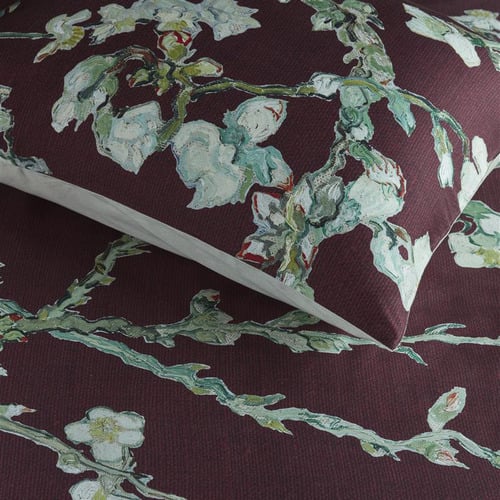 Dark Red Blossom Cotton Sateen Quilt Cover Set