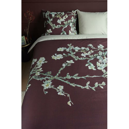 Dark Red Blossom Cotton Sateen Quilt Cover Set