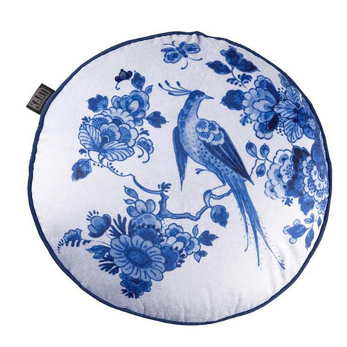 Blue Bird Round Cushion