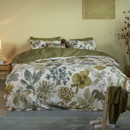Green Lilian Cotton Quilt Cover Set