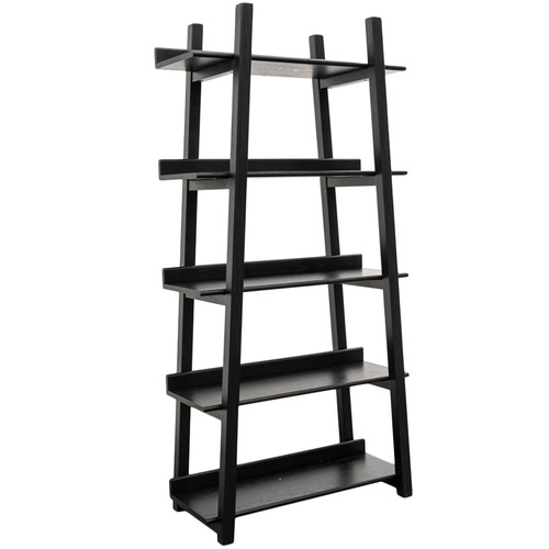 Black Lincoln 5 Tier Oak Bookshelf Temple & ster