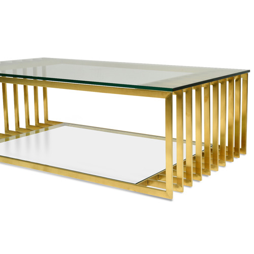 Harper & Hindley Brushed Gold Sancia GlassTop Coffee Table Temple & ster