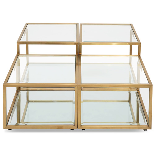 Brushed Gold Lorenza Glass Coffee Table