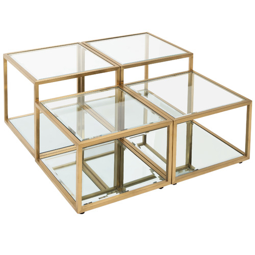 Brushed Gold Lorenza Glass Coffee Table