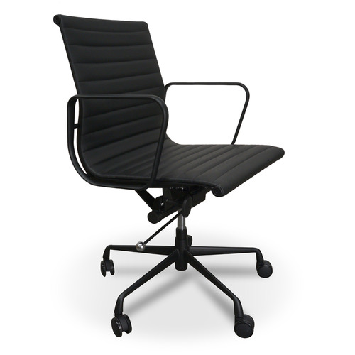 Harper Hindley Matte Black Eames Replica Mid-Back Faux Leather