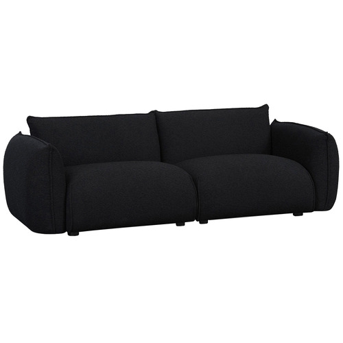 Black Jacque 3 Seater Bouclé Sofa