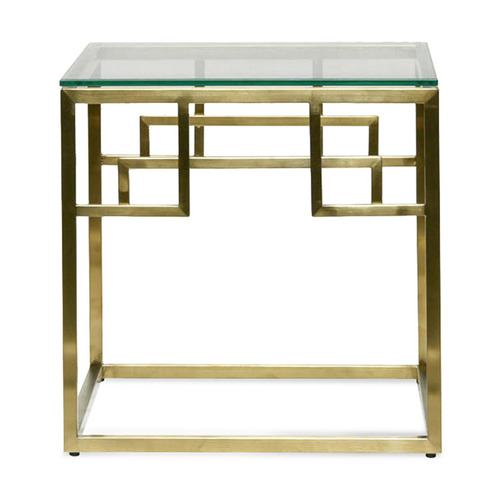 Brushed Gold Reema Glass Side Table