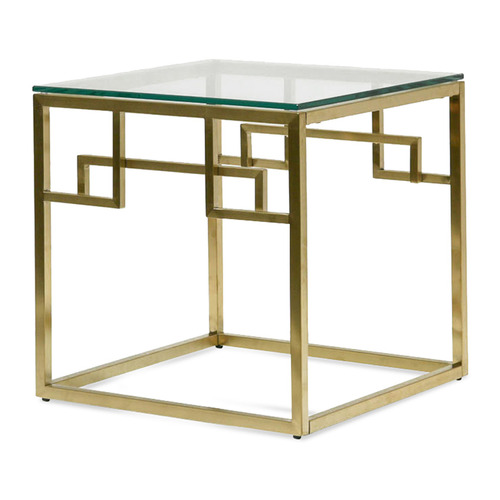 Brushed Gold Reema Glass Side Table