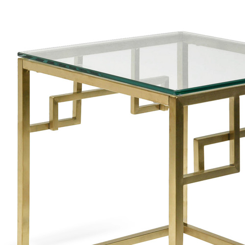Brushed Gold Reema Glass Side Table