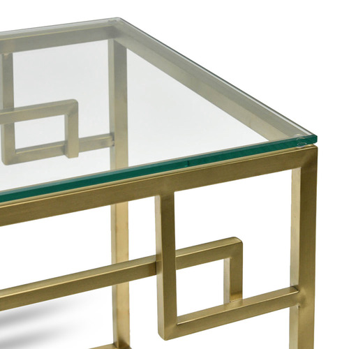 Brushed Gold Reema Glass Side Table