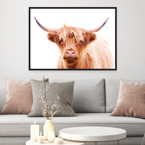 Design Mondo Hairy Highland Cow Printed Wall Art | Temple & Webster