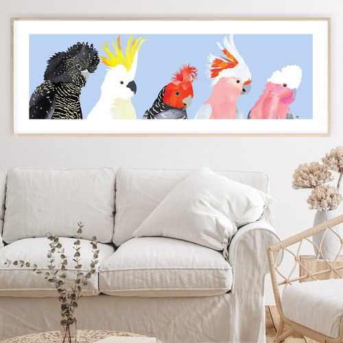 Australian Cockatoos Panorama Paper Print Wall Art