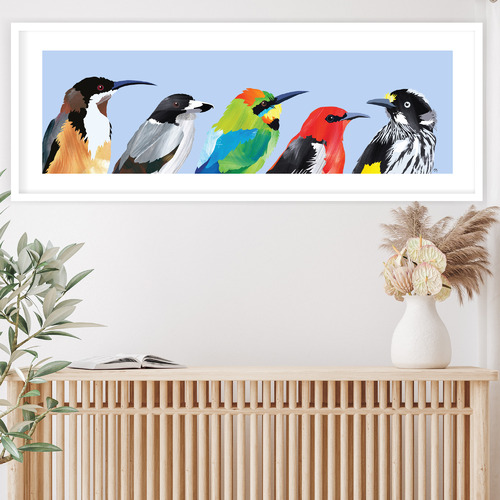 Australian Backyard Birds Panorama Paper Print Wall Art
