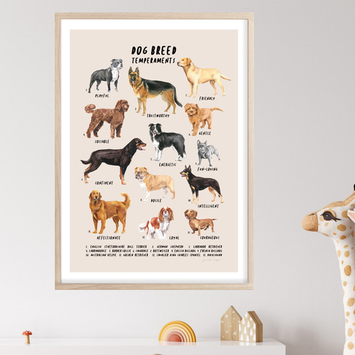 Dog Breed Personalities Framed Printed Wall Art