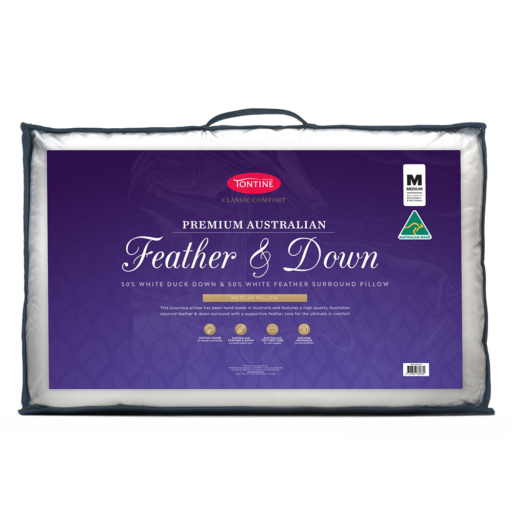 Classic Comfort White Duck Feather & Down Medium Pillow