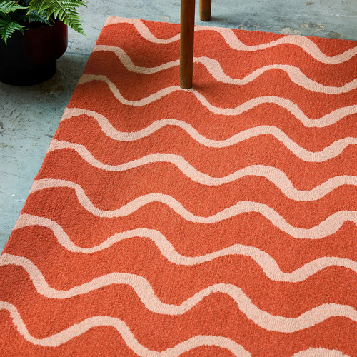 Coral Ribbon Hand-Tufted Wool Rug