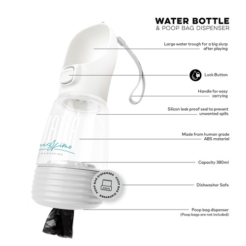 380ml Zach Water Bottle with Poopbag Dispenser