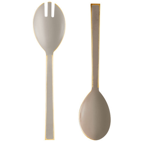 2 Piece Khaki Ishvi Enamelled Salad Server Set