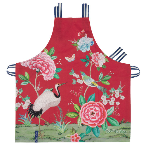 PipStudio Red Blushing Birds Cotton Apron Temple & ster
