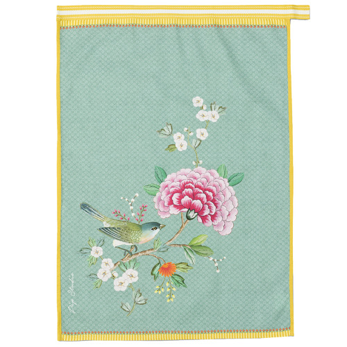 Blue Blushing Birds Cotton Teatowel