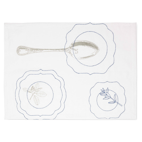 Plates & Spoons Royal Embroidery Teatowel