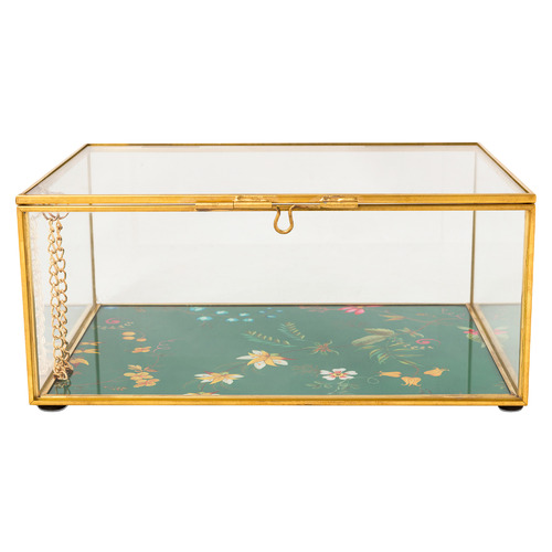 Small Gold Glass Jewellery Storage Box